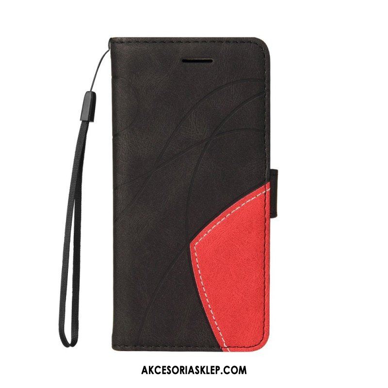 Etui Folio do Samsung Galaxy M12 / A12 Dwukolorowa Sygnowana Sztuczna Skóra