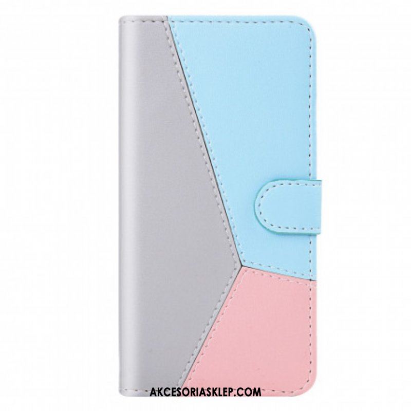 Etui Folio do Samsung Galaxy M12 / A12 Trójkolorowy Efekt Skóry