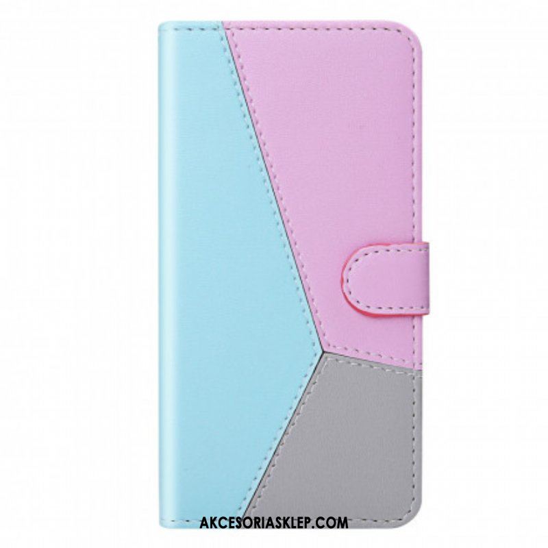 Etui Folio do Samsung Galaxy M12 / A12 Trójkolorowy Efekt Skóry