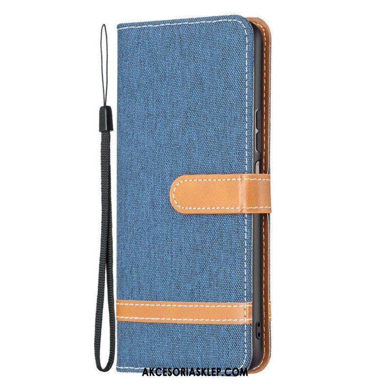 Etui Folio do Samsung Galaxy M23 5G Tkanina Z Paskiem