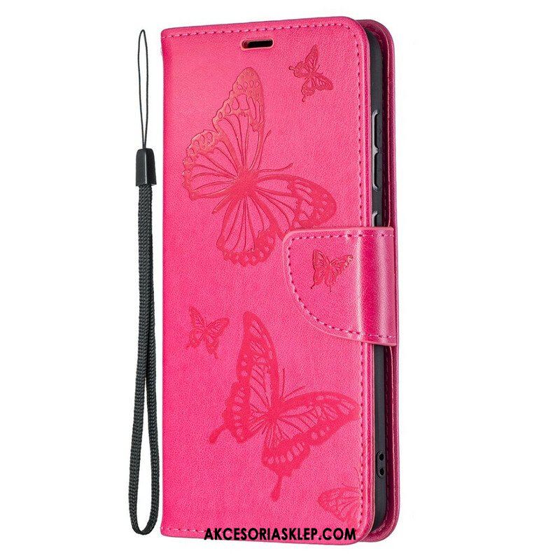 Etui Folio do Samsung Galaxy S21 FE Motyle W Locie Z Smyczą