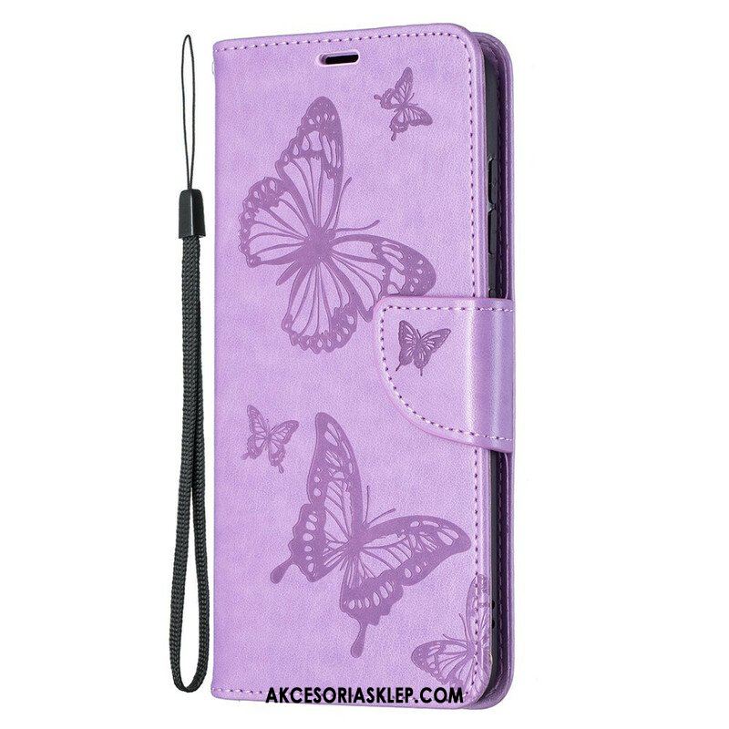 Etui Folio do Samsung Galaxy S21 FE Motyle W Locie Z Smyczą