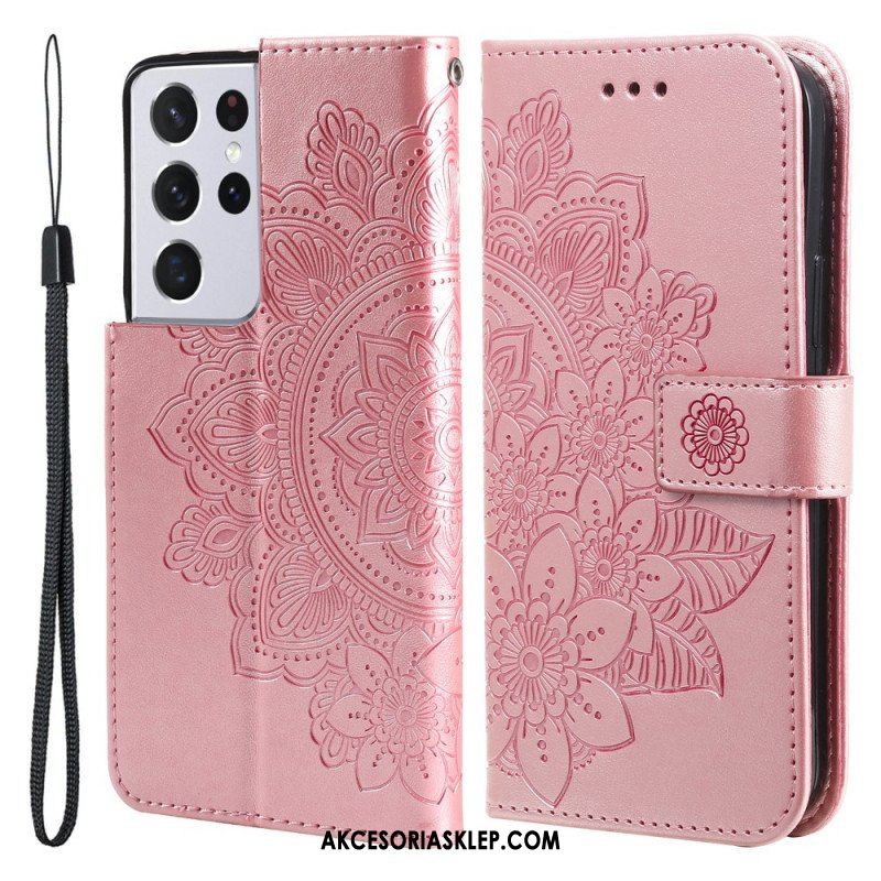 Etui Folio do Samsung Galaxy S21 Ultra 5G Kwiatowa Mandala