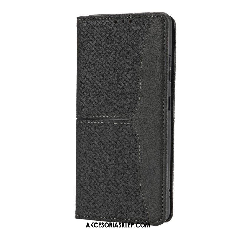 Etui Folio do Samsung Galaxy S21 Ultra 5G z Łańcuch Styl Tkanej Skóry Z Paskami