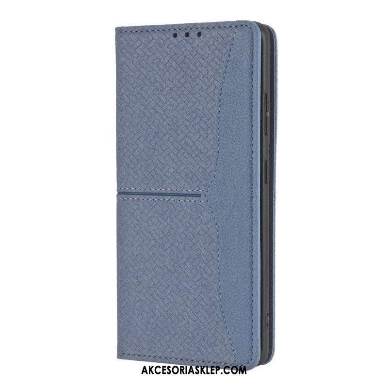 Etui Folio do Samsung Galaxy S21 Ultra 5G z Łańcuch Styl Tkanej Skóry Z Paskami