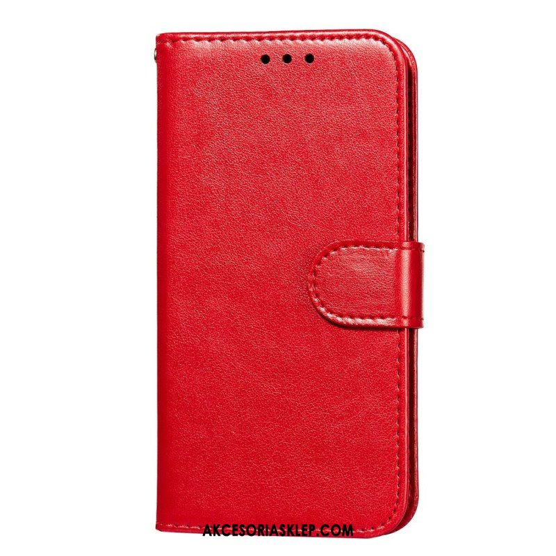 Etui Folio do Samsung Galaxy S22 5G z Łańcuch Pasek W Jednolitym Kolorze