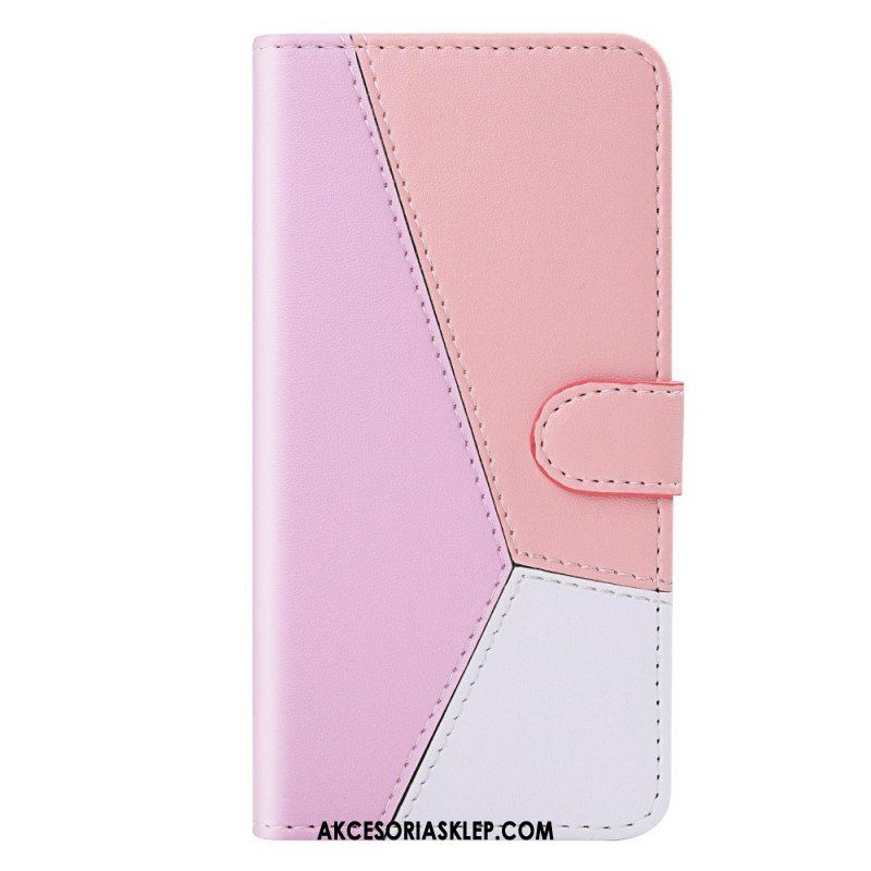 Etui Folio do Samsung Galaxy S22 Ultra 5G Trójkolorowy Efekt Skóry