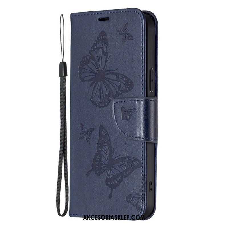 Etui Folio do Samsung Galaxy S23 5G z Łańcuch Stringi Motyle