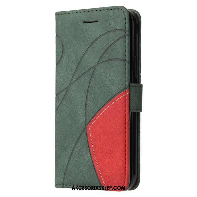 Etui Folio do Samsung Galaxy S23 Ultra 5G z Łańcuch Dwukolorowy Pasek