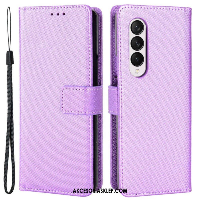 Etui Folio do Samsung Galaxy Z Fold 4 z Łańcuch Diamentowy Pasek