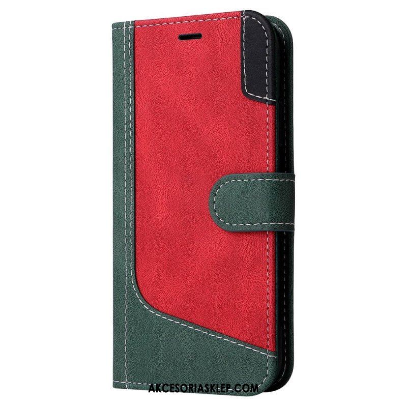 Etui Folio do Xiaomi 12T / 12T Pro z Łańcuch Trójkolorowy Pasek