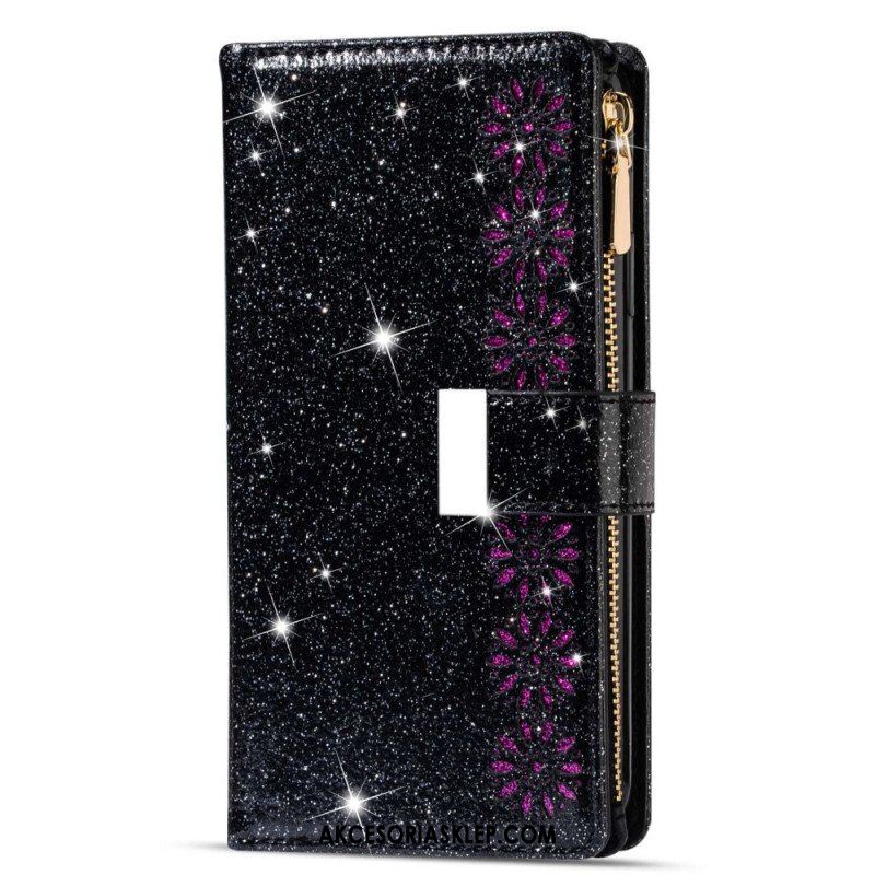 Etui Folio do Xiaomi 13 Portfel Cekinowy Portfel Zapinany Na Zamek