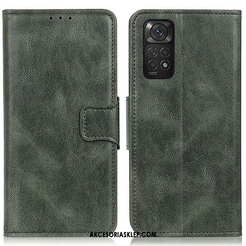 Etui Folio do Xiaomi Redmi Note 11 / 11S Dwustronne Zapięcie Z Efektem Skóry