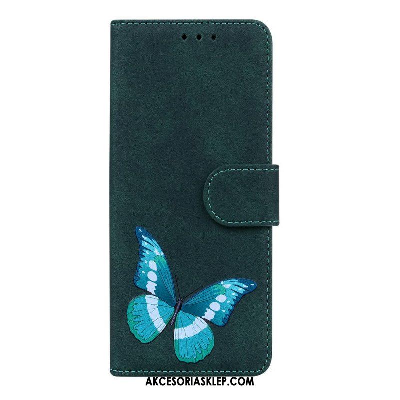 Etui Folio do Xiaomi Redmi Note 11 / 11S Motyl Dotykający Skóry