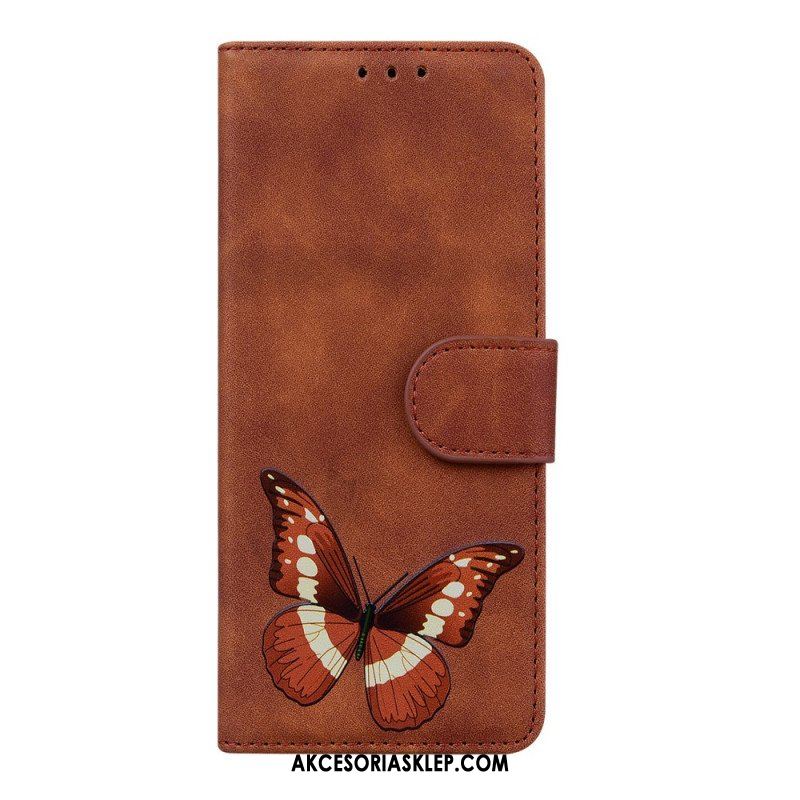 Etui Folio do Xiaomi Redmi Note 11 / 11S Motyl Dotykający Skóry