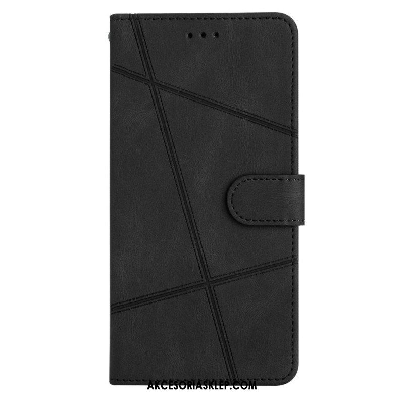 Etui Folio do Xiaomi Redmi Note 12 4G z Łańcuch Geometryczne Paski