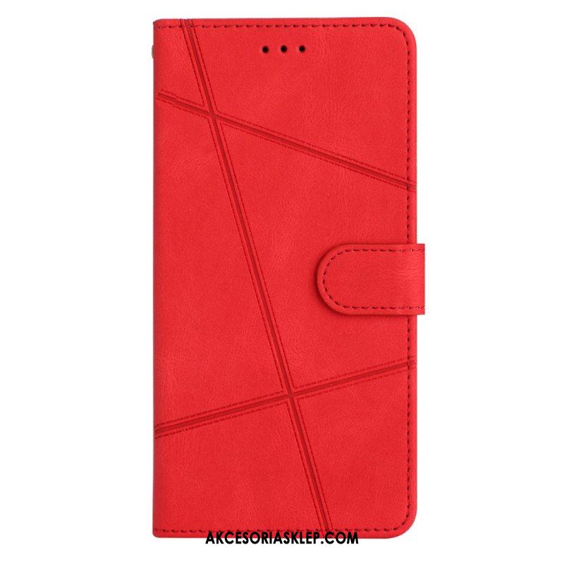 Etui Folio do Xiaomi Redmi Note 12 4G z Łańcuch Geometryczne Paski