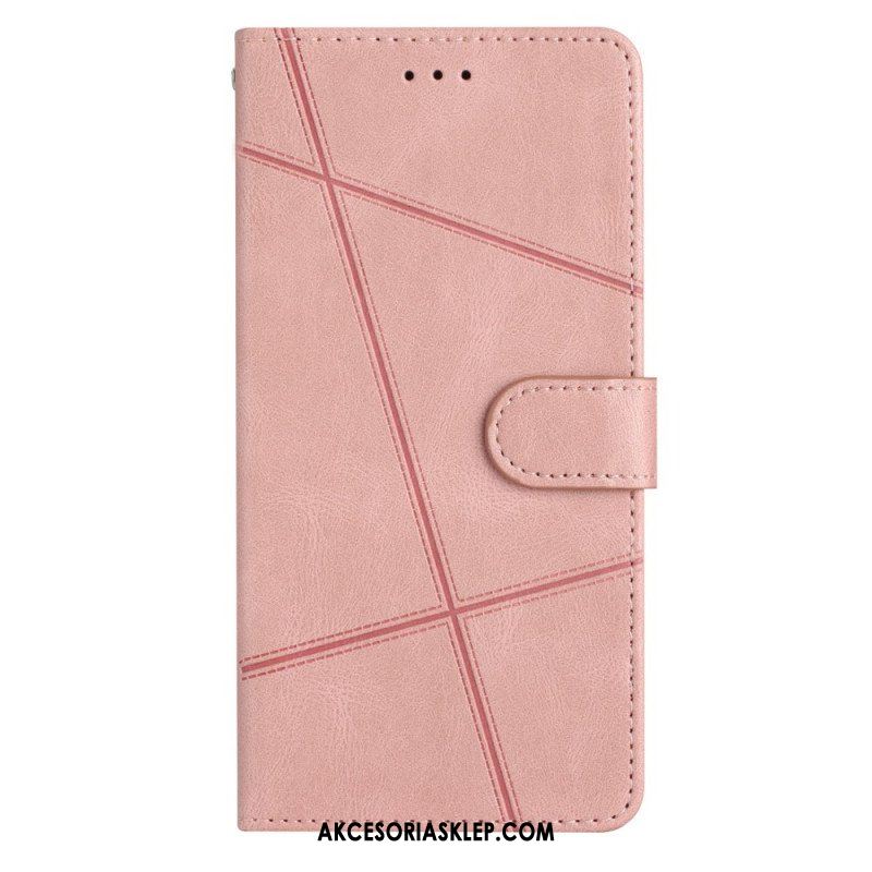 Etui Folio do Xiaomi Redmi Note 12 4G z Łańcuch Geometryczne Paski