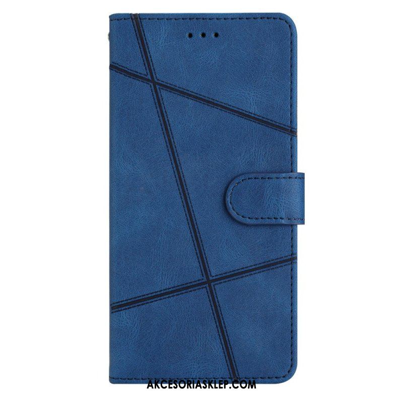 Etui Folio do Xiaomi Redmi Note 12 4G z Łańcuch Geometryczne Paski