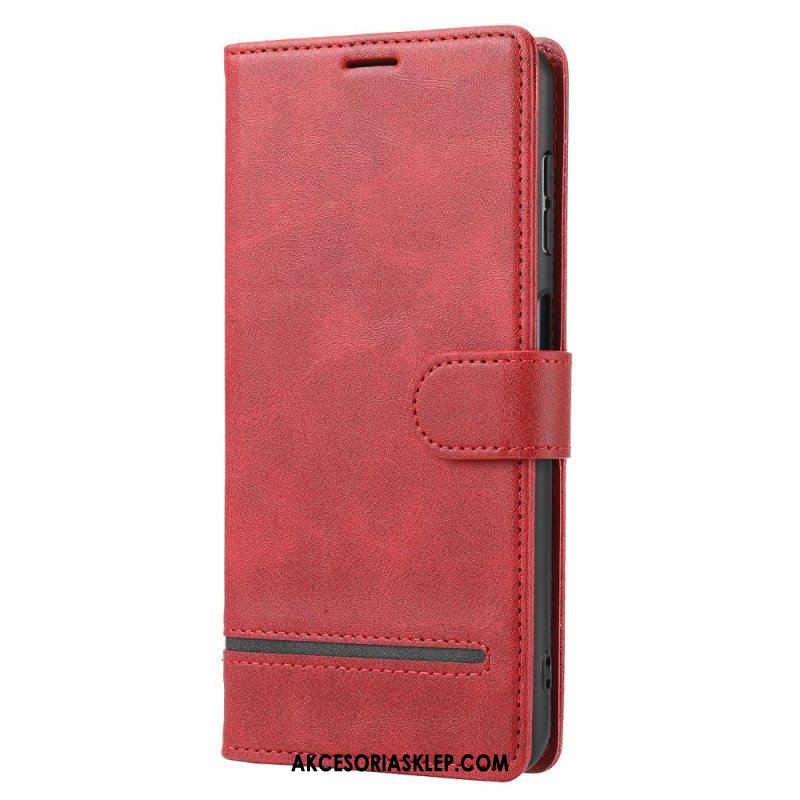 Etui Folio do Xiaomi Redmi Note 12 5G Liniowy Efekt Skóry