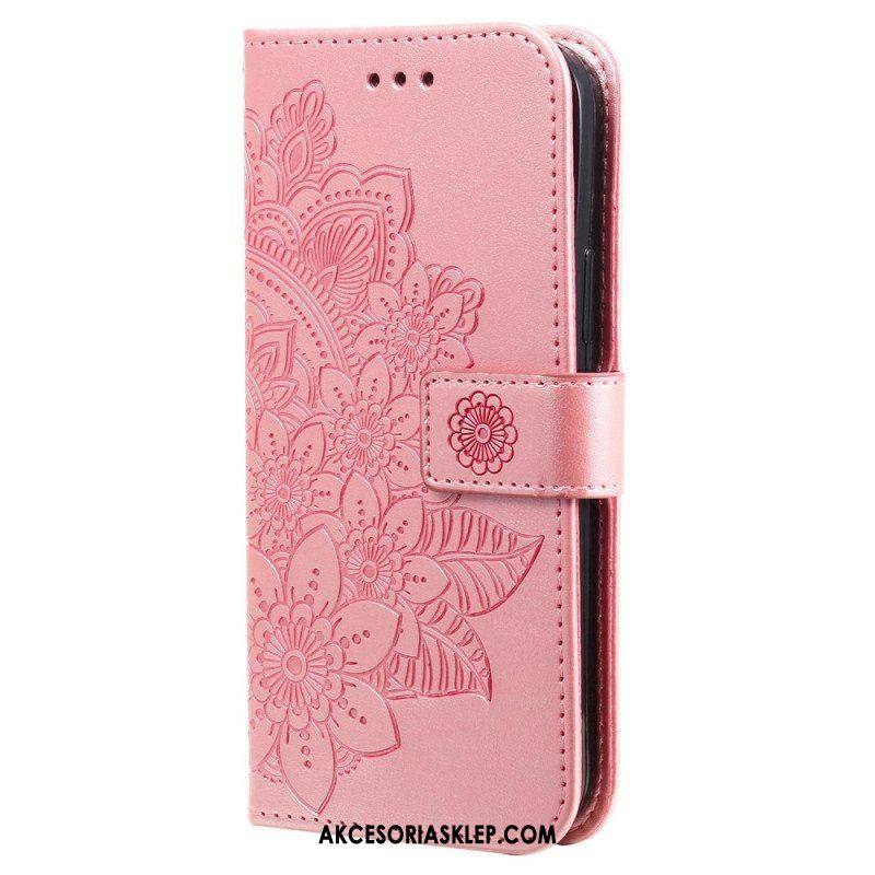 Etui Folio do Xiaomi Redmi Note 12 5G z Łańcuch Mandala Kwiatowa Na Pasku