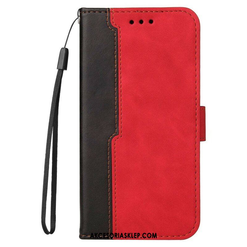 Etui Folio do iPhone 13 Mini Dwukolorowa Sztuczna Skóra