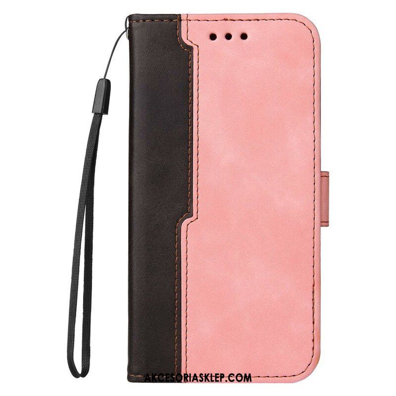 Etui Folio do iPhone 13 Mini Dwukolorowa Sztuczna Skóra