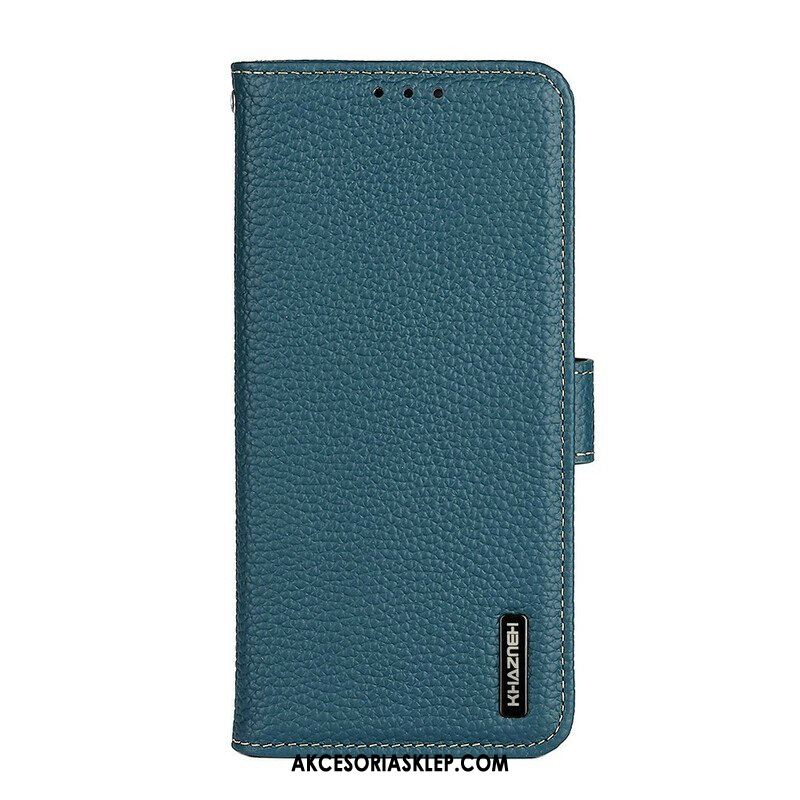 Etui Folio do iPhone 13 Mini Oryginalna Skóra Khazneh Litchi