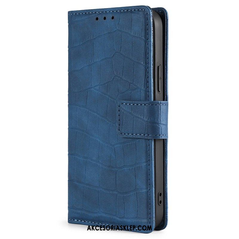 Etui Folio do iPhone 14 Plus Styl Skóry Krokodyla