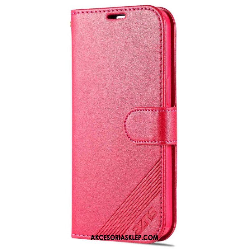 Etui Folio do iPhone 14 Stylizacja Skóry Azns