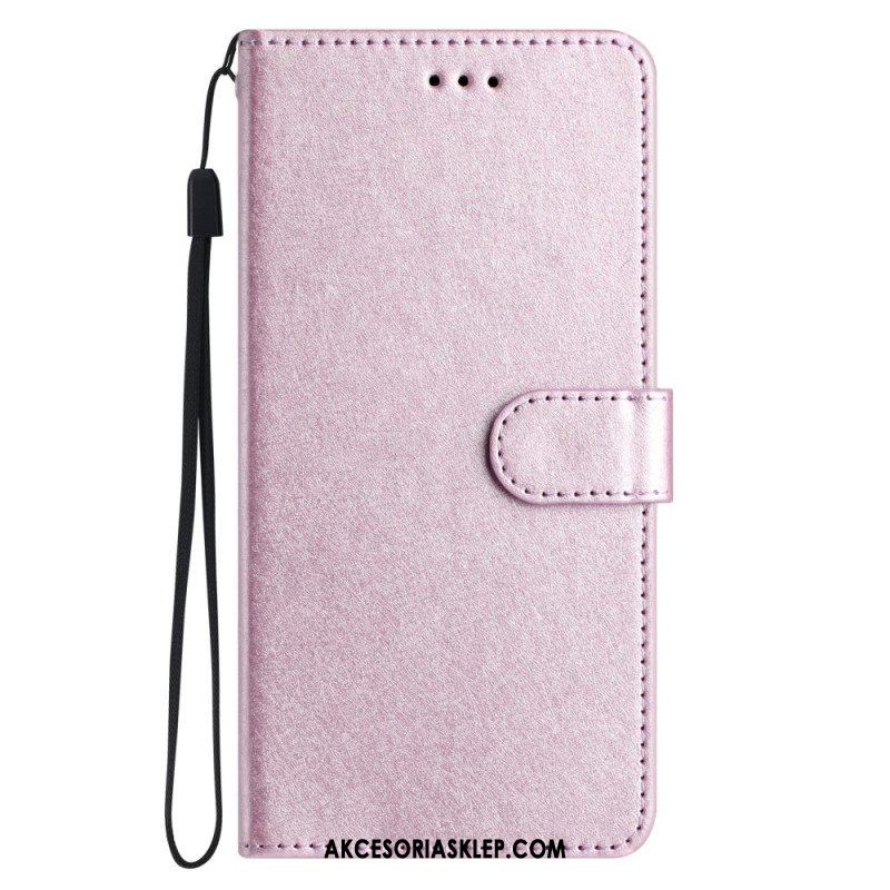 Etui Folio do iPhone 15 Plus z Łańcuch Pastelowy Z Paskiem