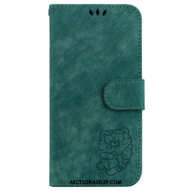 Etui Folio do iPhone 15 Pro Słodki Tygrys