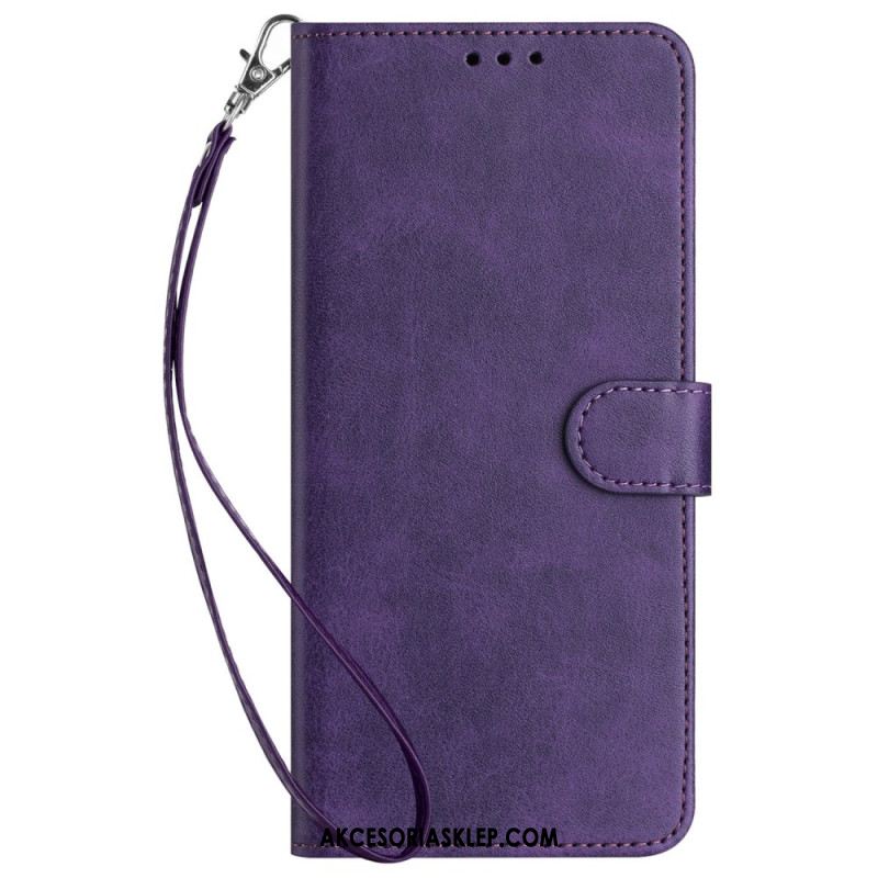 Etui Folio iPhone 16 Plus Sztuczna Skóra Z Paskiem Etui Ochronne