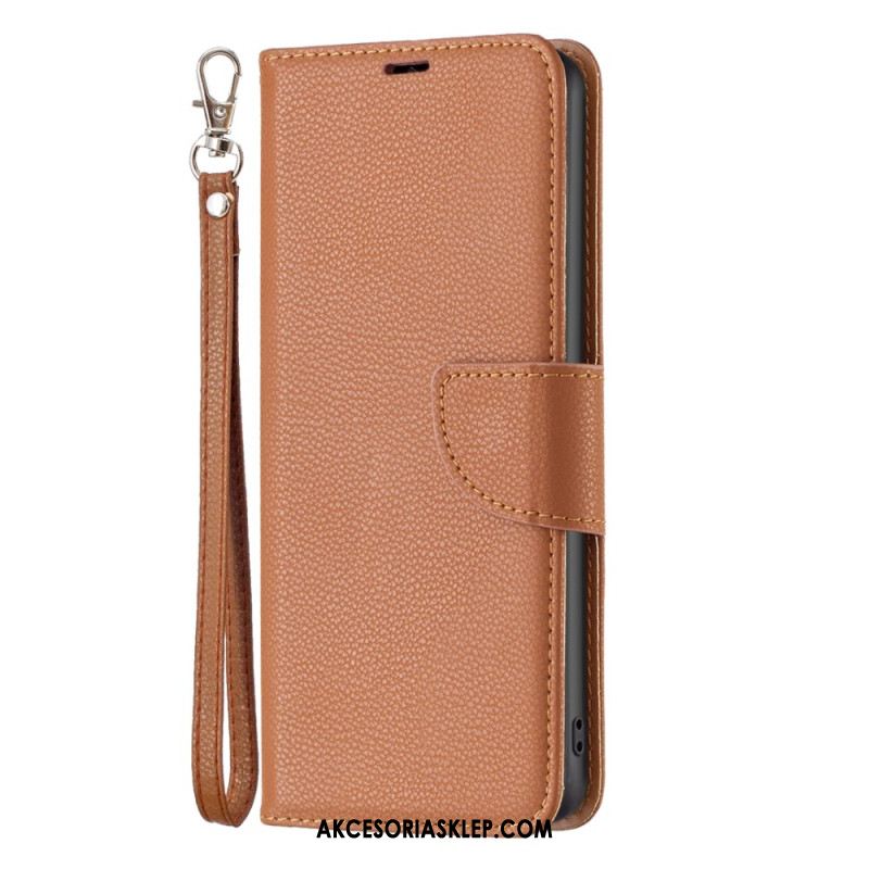 Etui Folio iPhone 16 Plus Tekstura Liczi Z Paskiem