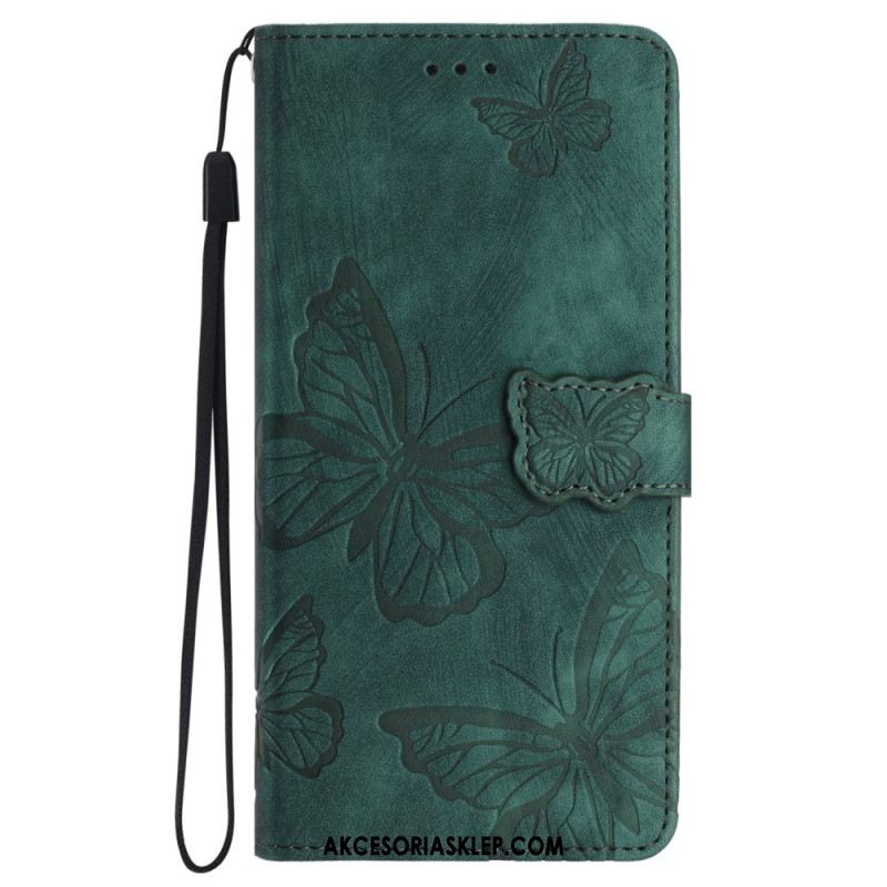 Etui Folio iPhone 16 Pro Efekt Zamszu W Kształcie Motyli