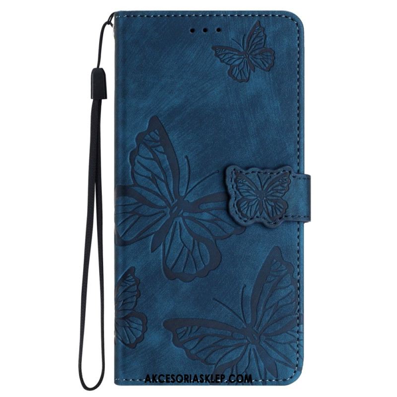 Etui Folio iPhone 16 Pro Efekt Zamszu W Kształcie Motyli