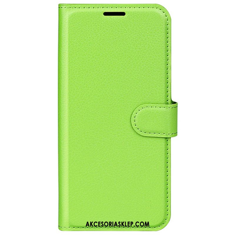 Etui Folio iPhone 16 Pro Max Klasyczna Sztuczna Skóra Litchi Etui Ochronne