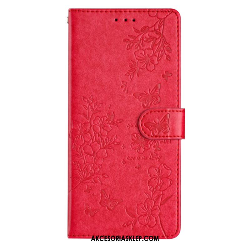 Etui Folio iPhone 16 Pro Max Kwiaty I Motyle Etui Ochronne