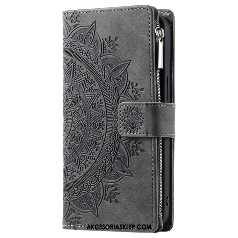 Etui Folio iPhone 16 Pro Portfel Z Efektem Zamszu W Kształcie Mandali Etui Ochronne