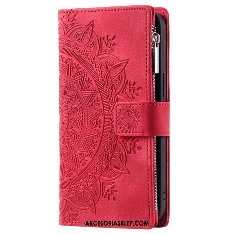 Etui Folio iPhone 16 Pro Portfel Z Efektem Zamszu W Kształcie Mandali Etui Ochronne