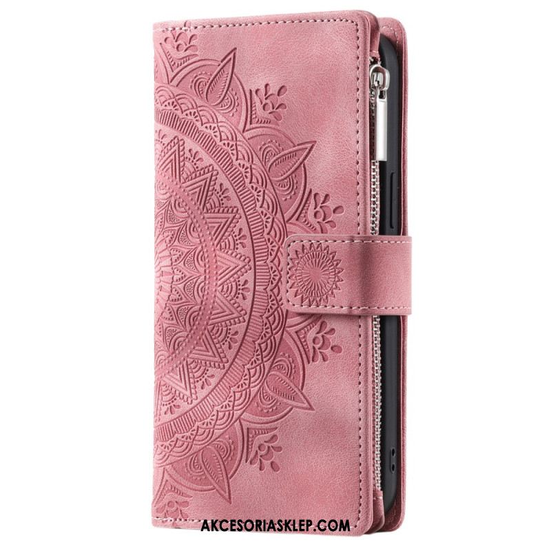 Etui Folio iPhone 16 Pro Portfel Z Efektem Zamszu W Kształcie Mandali Etui Ochronne