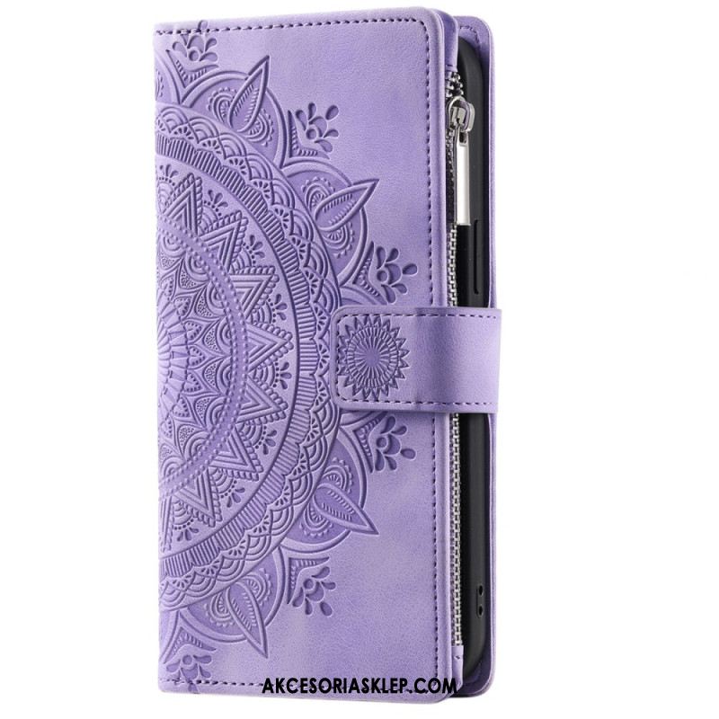 Etui Folio iPhone 16 Pro Portfel Z Efektem Zamszu W Kształcie Mandali Etui Ochronne