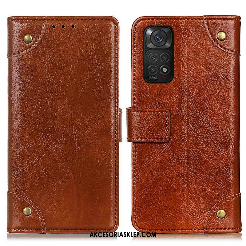 Etui Na Telefon Pokrowce do Xiaomi Redmi Note 11 / 11S Nity W Stylu Vintage Ze Skóry Nappa