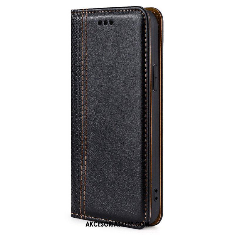 Etui Na Telefon do Moto E40 / E30 / E20 Etui Folio Przeszycia Ze Skóry Liczi