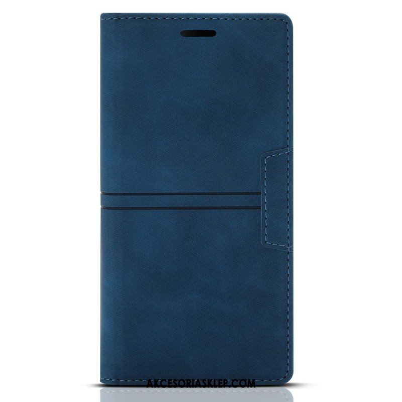 Etui Na Telefon do Samsung Galaxy S22 5G Etui Folio Stylowe Skórzane Przeszycia Magnetyczne Zapięcie