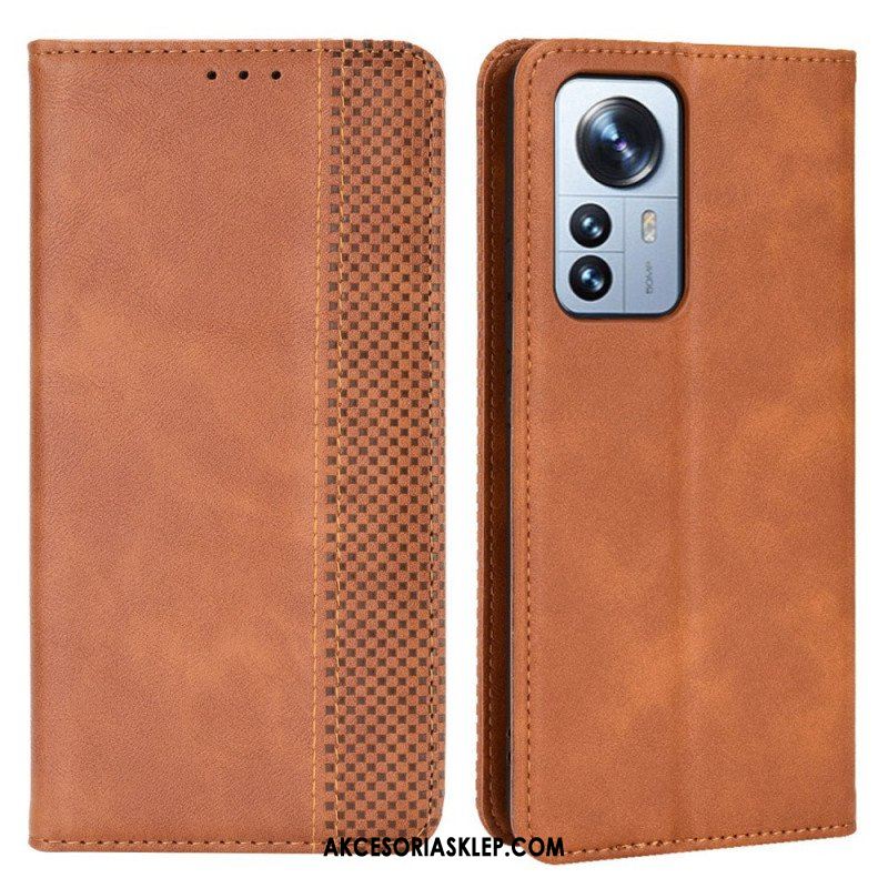 Etui Na Telefon do Xiaomi 12 Pro Etui Folio Stylizowany Efekt Skóry W Stylu Vintage