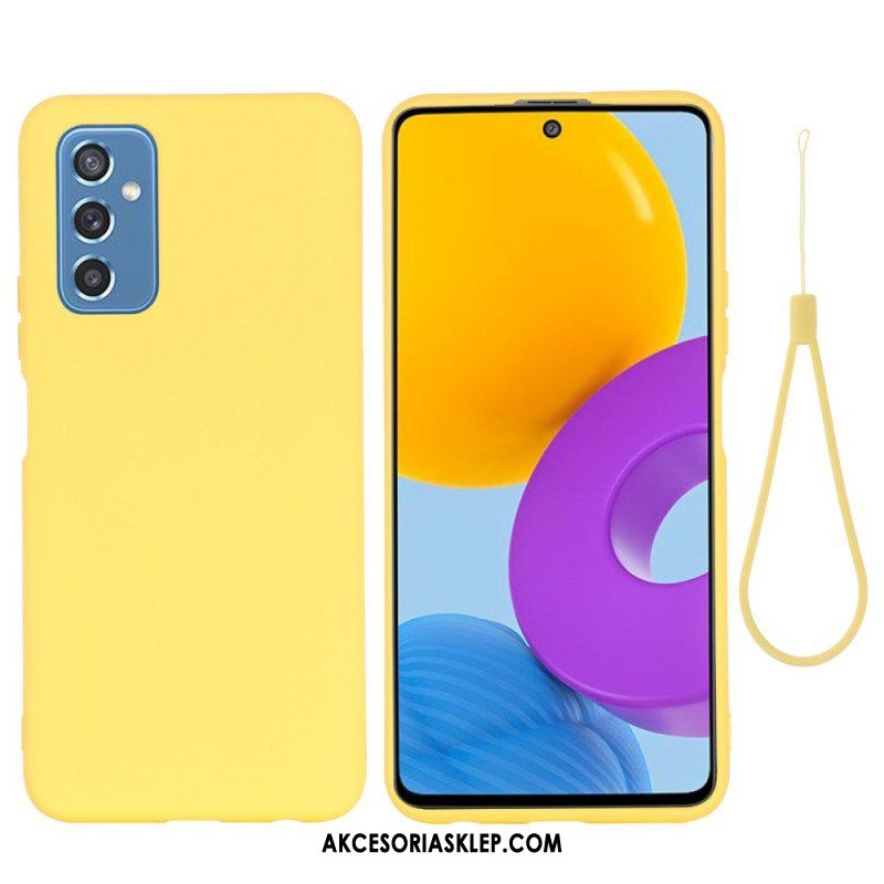 Etui do Samsung Galaxy M52 5G z Łańcuch Płynny Silikon W Paski