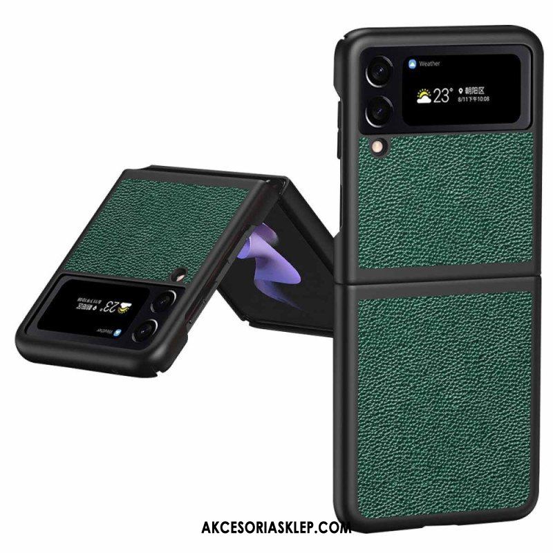 Etui do Samsung Galaxy Z Flip 4 Etui Folio Oryginalna Skóra W Kolorze Liczi