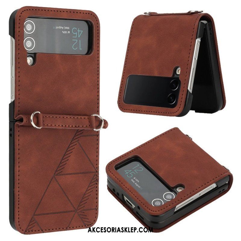 Etui do Samsung Galaxy Z Flip 4 Etui Folio Trójkąty Ze Sztucznej Skóry