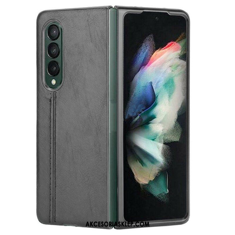 Etui do Samsung Galaxy Z Fold 3 5G Skórzany Efekt Couture